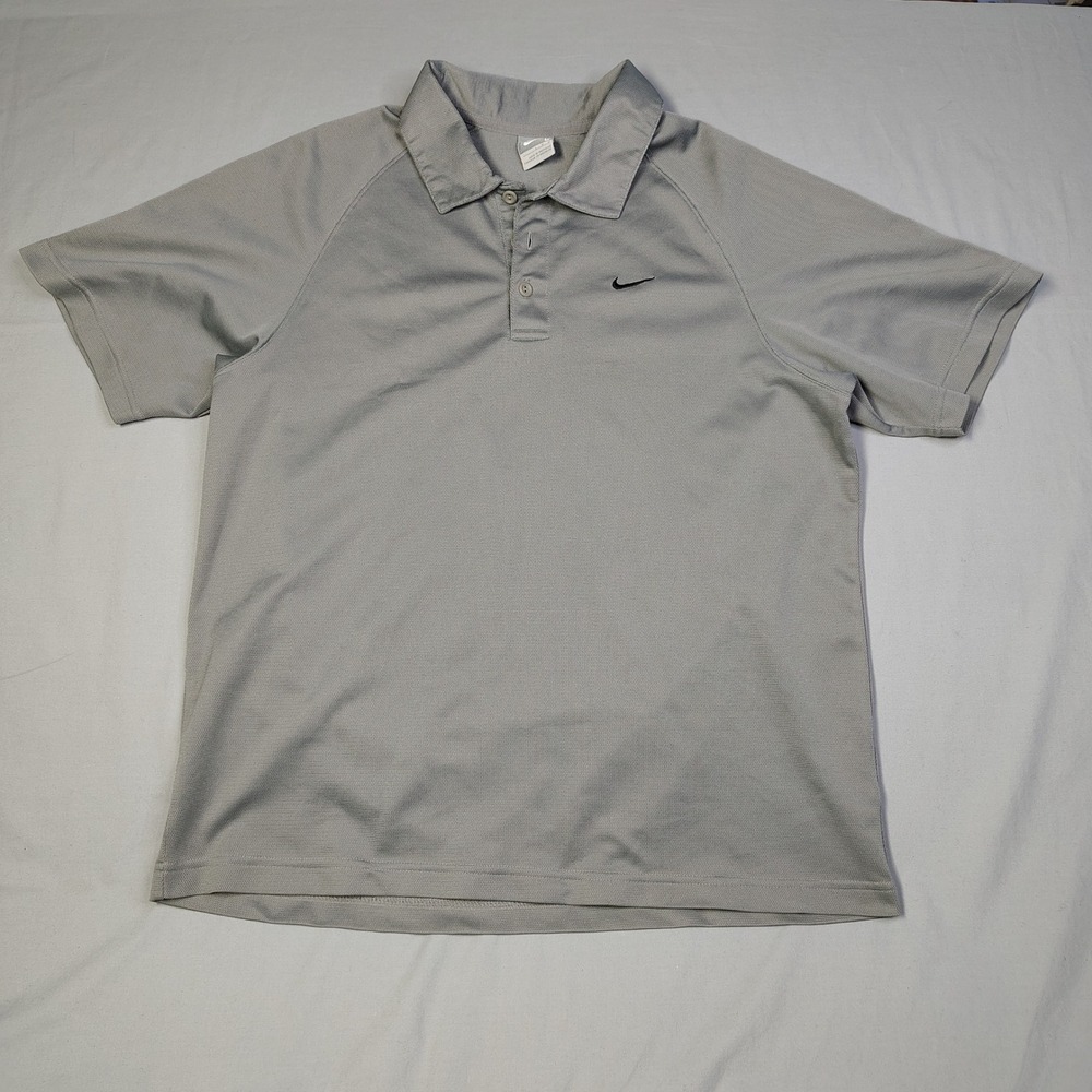 Nike Shirt Mens Large Gray Short‎ Sleeve Performance Golf Polo Shirt Silver Tag